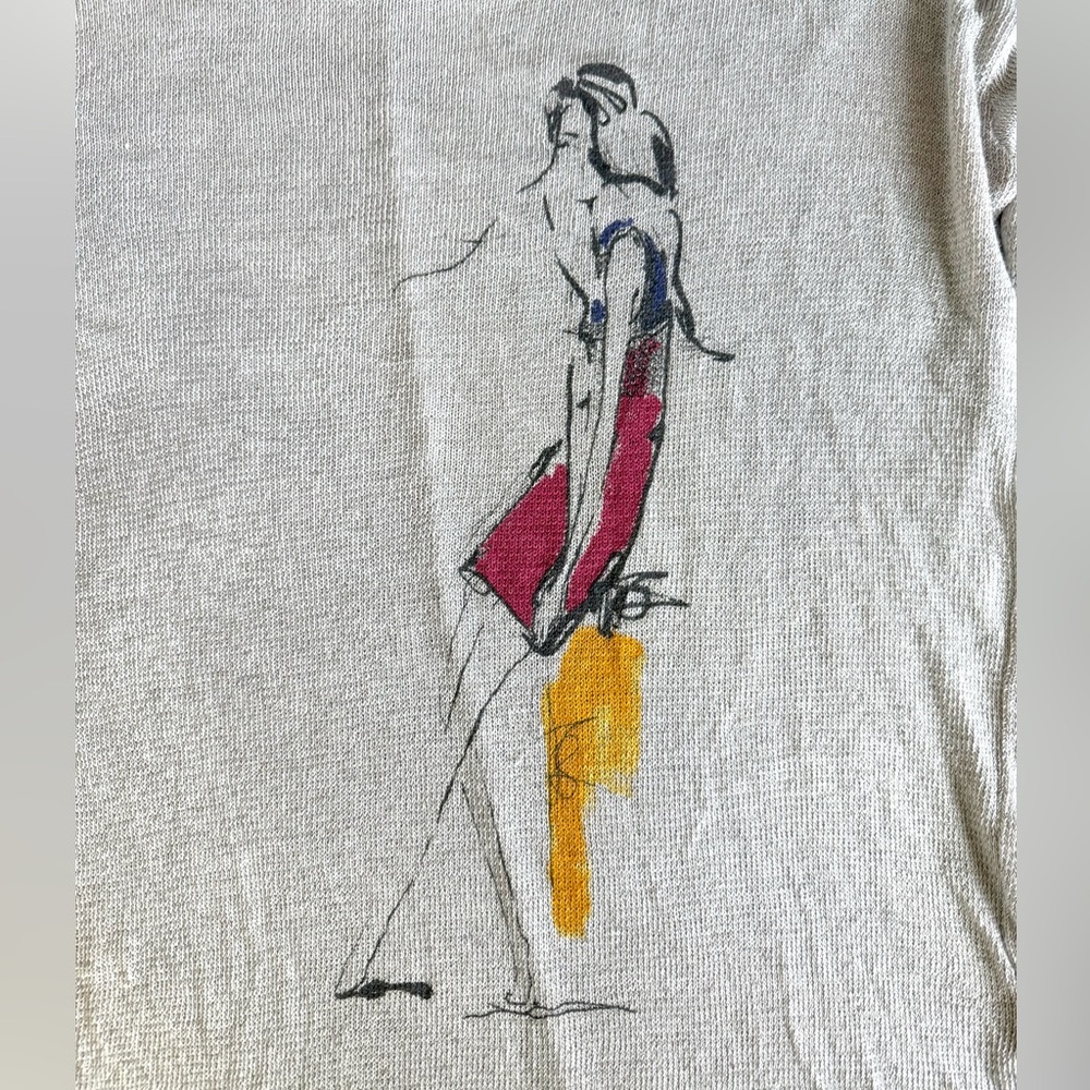 Abercrombie & Fitch Women Top Shirt Heather Gray Artistic Long Sleeve Tee Size L - Picture 8 of 16